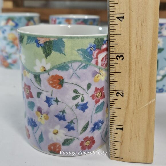Vtg Chintz Charming Andrea Sadek Julia Bullmore Mug Set Of 4 Cups Japan Floral - Picture 5 of 11